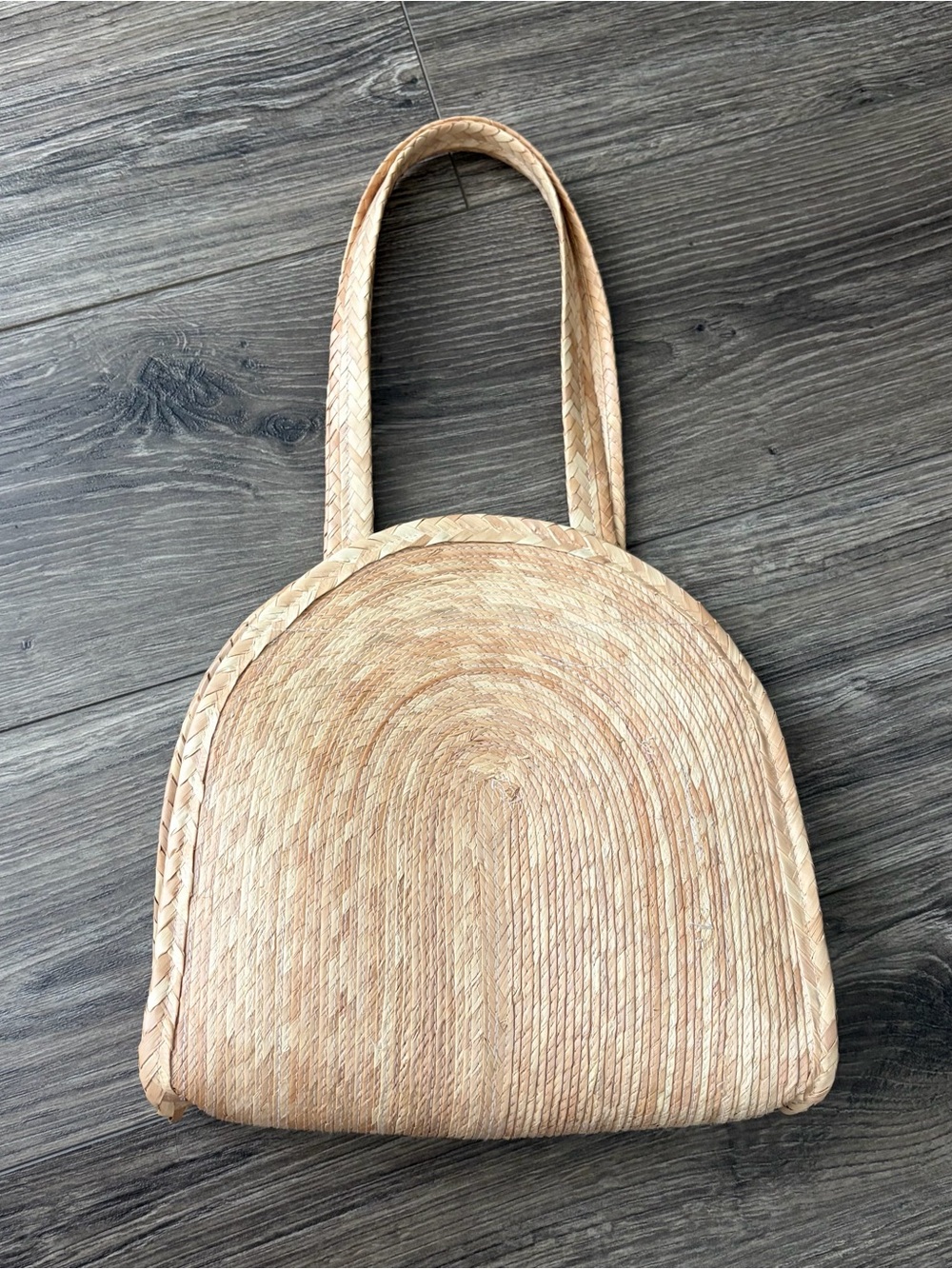 Mexico Woven Natural Straw Dome Tote - Neutral